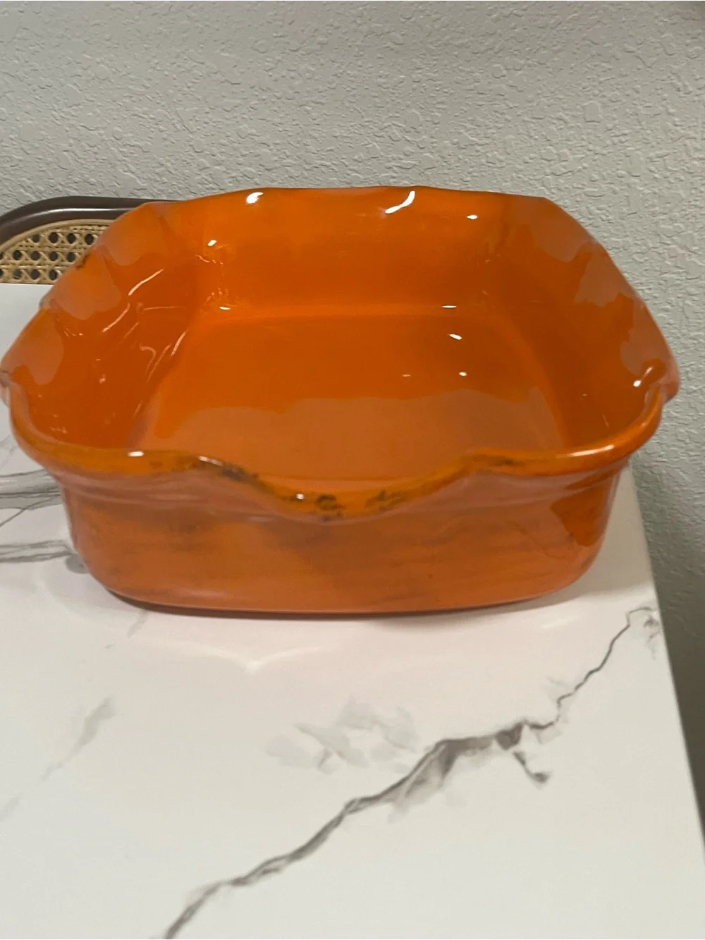 De Silva Italian Bright Orange Glazed Ceramic Serving Dish